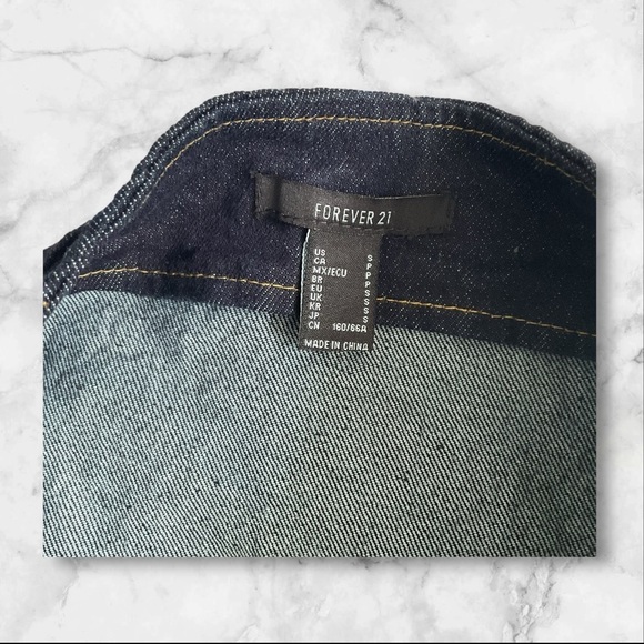 Forever 21 BLUE Denim Skirt Maxi Corset Tie Split Zipper Straight SZ S Women - Picture 6 of 7